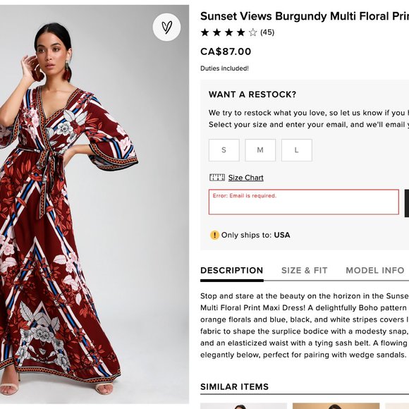 Lulu's Red Maxi Gown with Dolman Sleeves and V-Neck - Picture 7 of 7